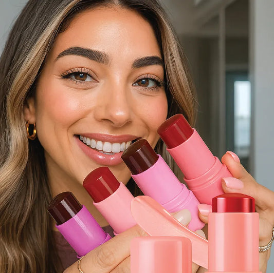 JELLY Blush® 👉 “El combo más rico de usar: brillo + blush en gel con oferta 4×3.”